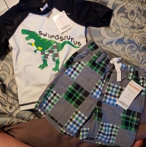 Gymboree Swimwear shirt and plaid shorts 12-18 m